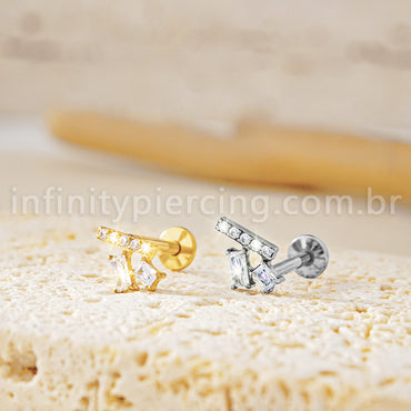 Piercing Labret Titânio Zircônia Cravejada