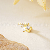 Piercing Labret Titânio Zircônia Cravejada