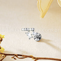 Piercing Labret Titânio Zircônia Cravejada