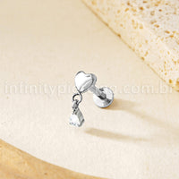 Piercing Labret Titânio Coração Pingente Gota
