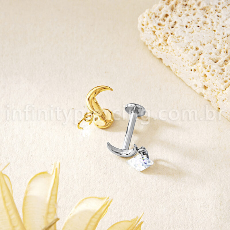 Piercing Labret Titânio Lua Pingente Deltoid
