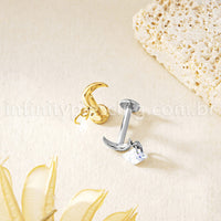 Piercing Labret Titânio Lua Pingente Deltoid