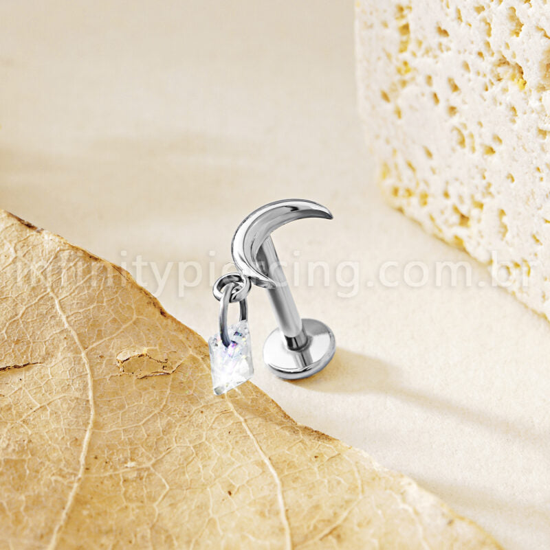 Piercing Labret Titânio Lua Pingente Deltoid