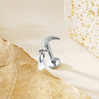 Piercing Labret Titânio Lua Pingente Deltoid