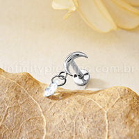 Piercing Labret Titânio Lua Pingente Gota