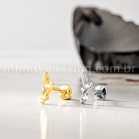 Piercing Labret Titânio Ramo Com Zircônia Cravejada 1.2X8 10864