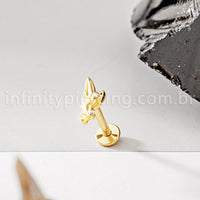 Piercing Labret Titânio Ramo Com Zircônia Cravejada 1.2X8 10864