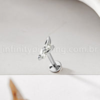 Piercing Labret Titânio Ramo Com Zircônia Cravejada 1.2X8 10864