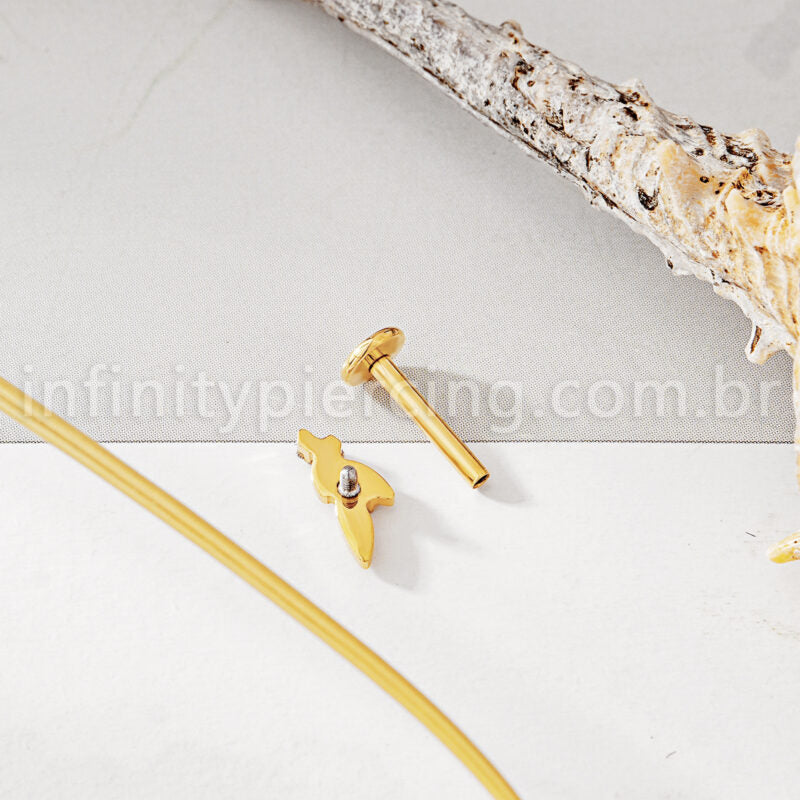 Piercing Labret Titânio Ramo Com Zircônia Cravejada 1.2X8 10864