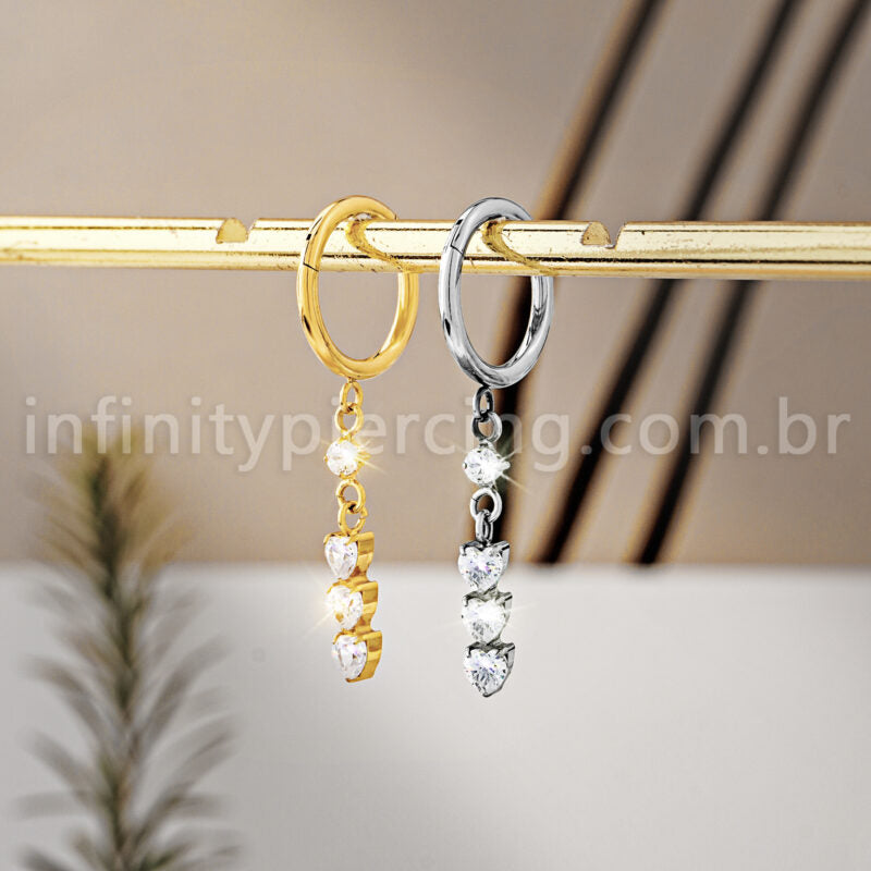 Piercing Argola Titânio Pingente Zircônia
