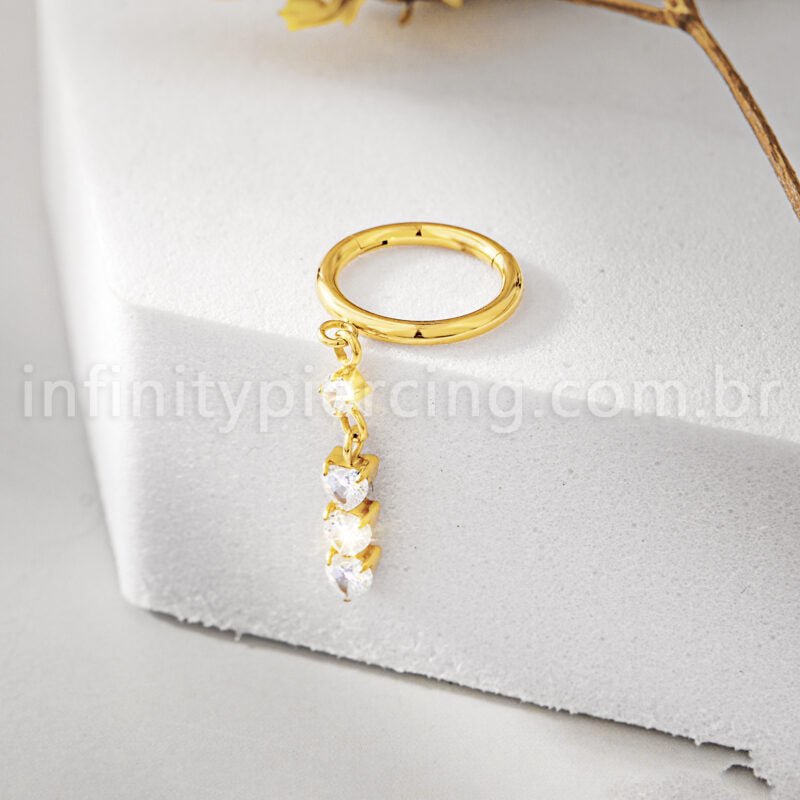 Piercing Argola Titânio Pingente Zircônia
