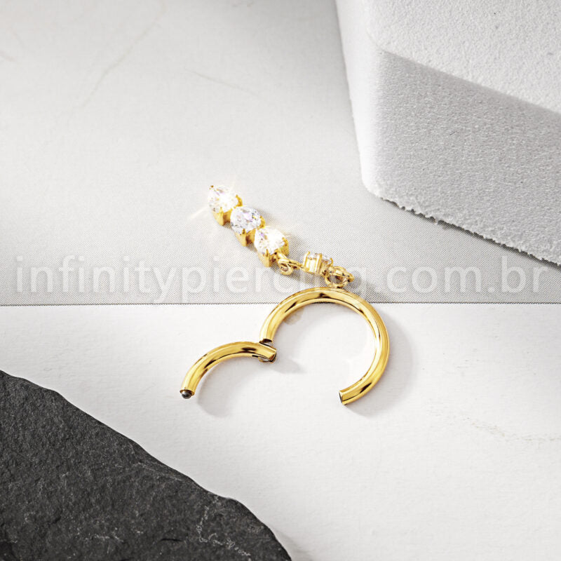 Piercing Argola Titânio Pingente Zircônia