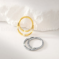 Piercing Argola Titânio Dupla Com Detalhes Zircônia