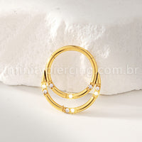Piercing Argola Titânio Dupla Com Detalhes Zircônia
