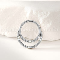 Piercing Argola Titânio Dupla Com Detalhes Zircônia