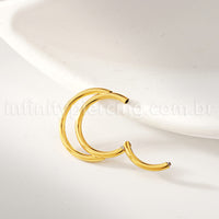 Piercing Argola Titânio Dupla Com Detalhes Zircônia