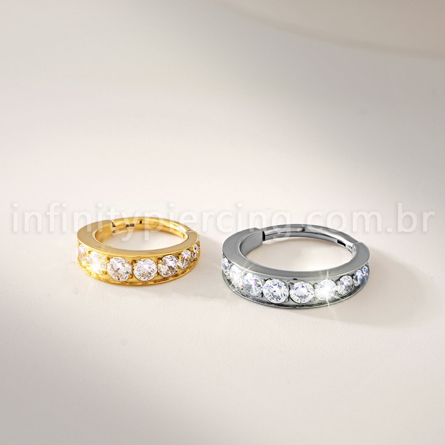 Piercing Argola Titânio 1 Fileira  Zircônia Cravejada