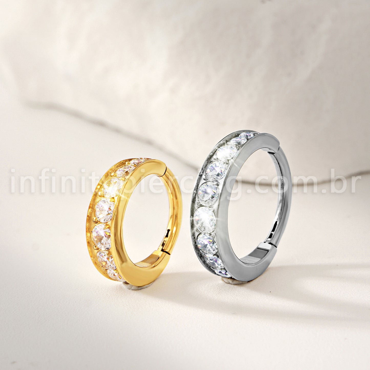 Piercing Argola Titânio 1 Fileira  Zircônia Cravejada