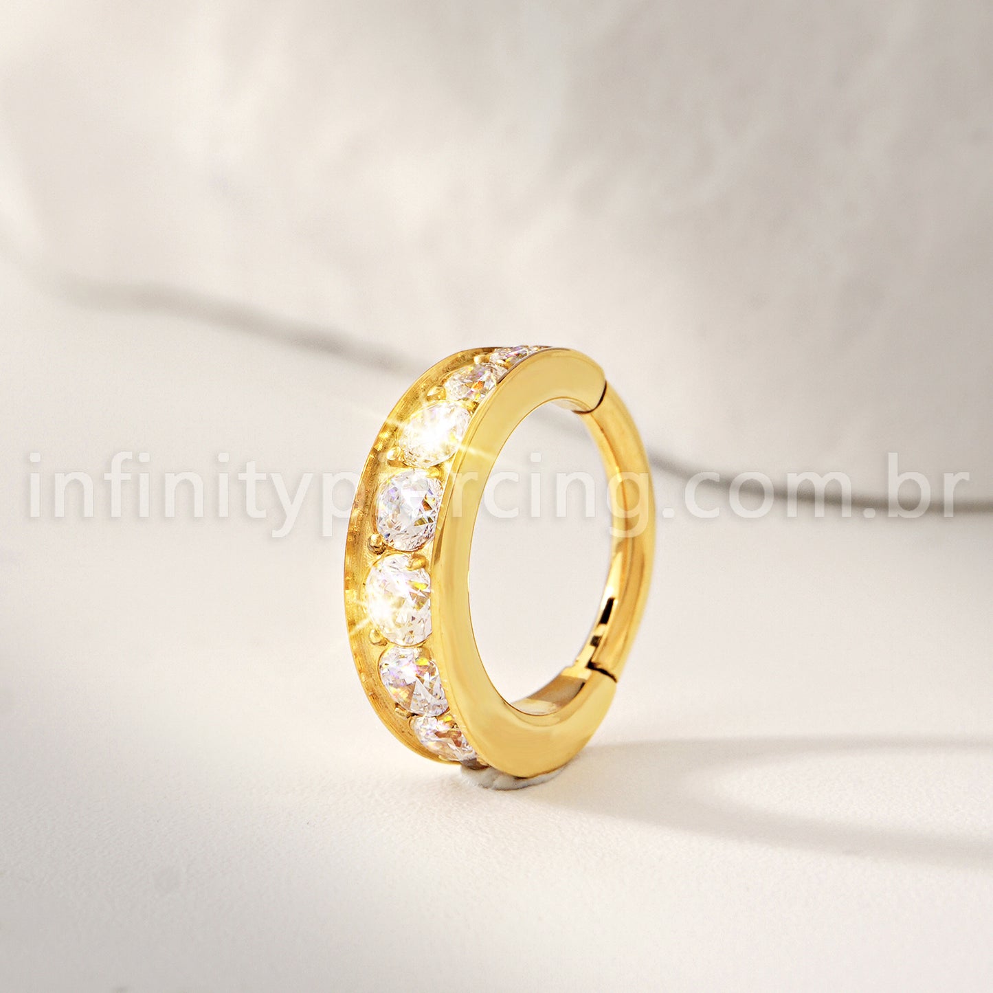Piercing Argola Titânio 1 Fileira  Zircônia Cravejada