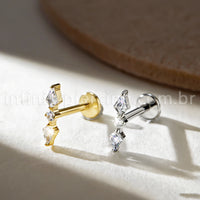Piercing Labret Titânio 3 Zircônia Cravejada