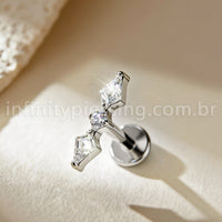 Piercing Labret Titânio 3 Zircônia Cravejada
