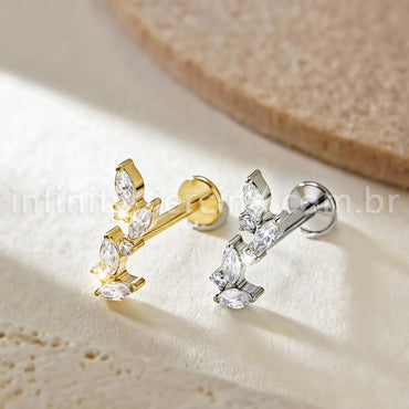 Piercing Labret Titânio Zircônia Cravejada