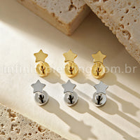 Brinco Titânio Estrela Liso