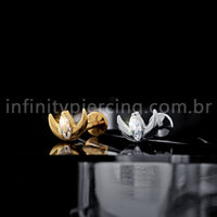 Piercing Labret Titânio Lua Com 1 Pedra Zircônia