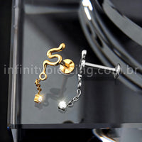 Piercing Labret Titânio Cobra Com Pingente