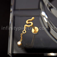 Piercing Labret Titânio Cobra Com Pingente