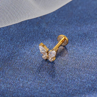 Piercing Labret Titânio Pvd Borboleta Zircônia