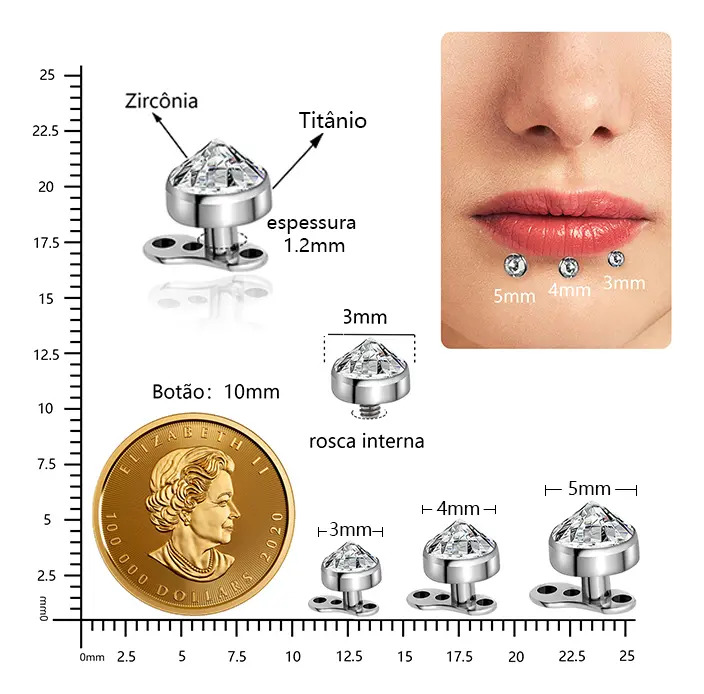 Micropele De Titânio Perfurada Com Swarovski