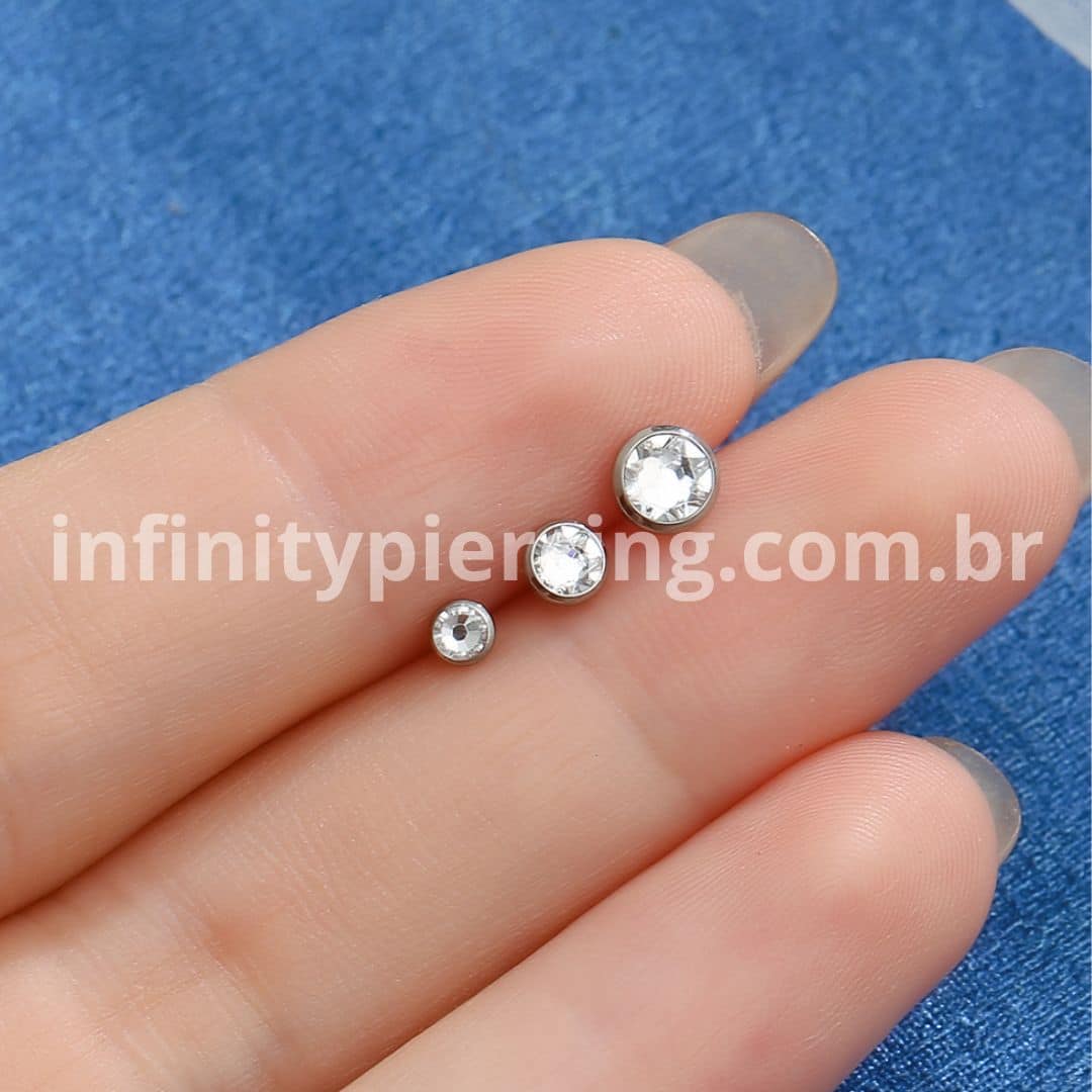 Piercing Topo Titânio Para Microdermal Swarovski