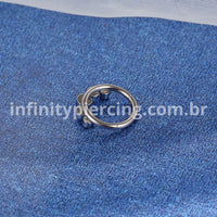 Piercing Argola Titânio Segmento Articulado 5 Pedras Zircônia Cravejada