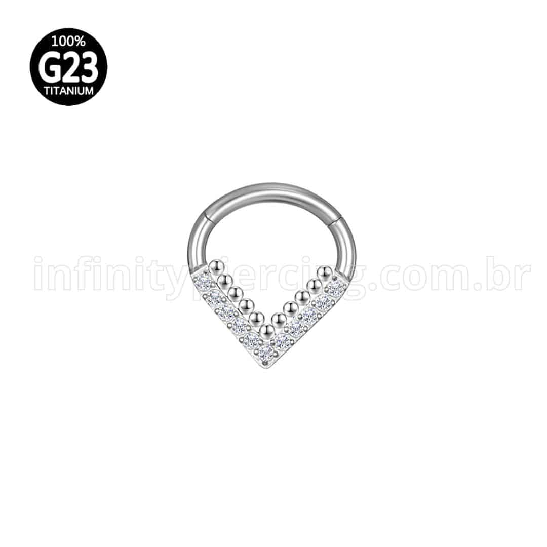 Piercing Argola Gota Titânio Segmento Articulado Indiana Zircônia