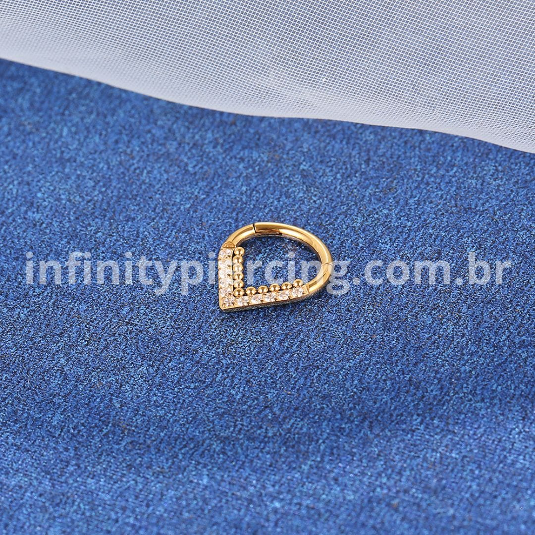 Piercing Argola Gota Titânio Segmento Articulado Indiana Zircônia