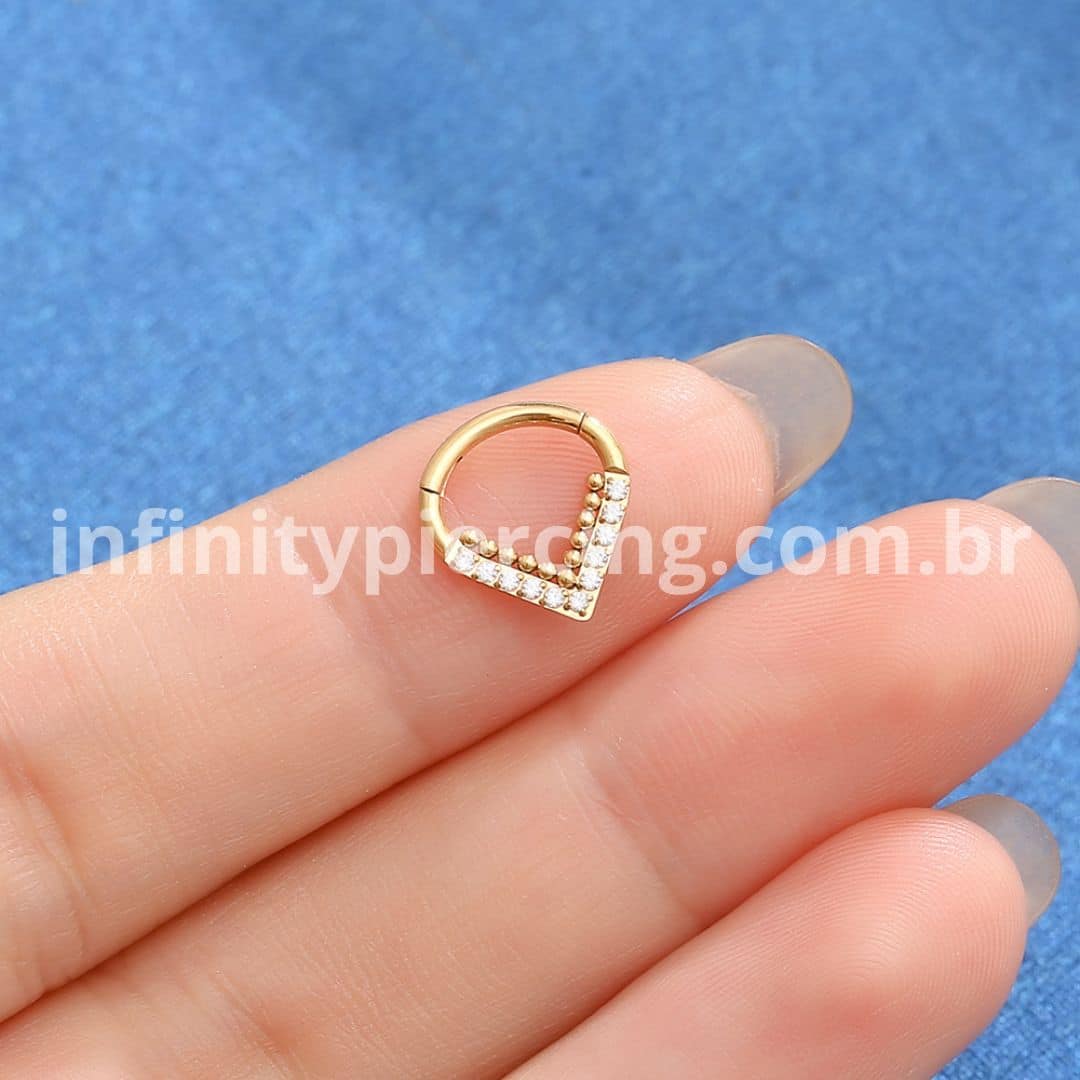 Piercing Argola Gota Titânio Segmento Articulado Indiana Zircônia