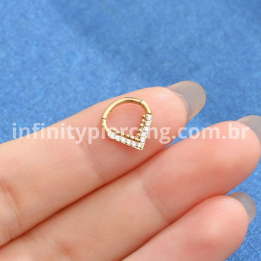 Piercing Argola Gota Titânio Segmento Articulado Indiana Zircônia