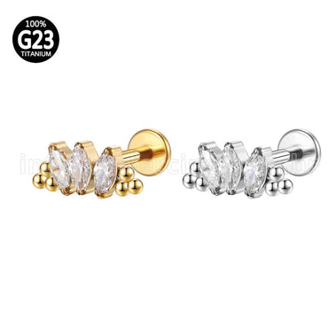 Piercing Labret Titânio 3 Zircônias Indiano