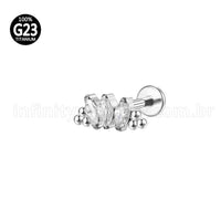Piercing Labret Titânio 3 Zircônias Indiano