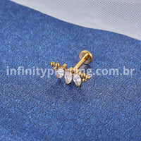 Piercing Labret Titânio 3 Zircônias Indiano