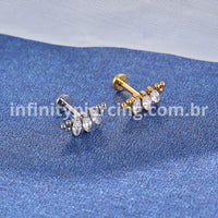 Piercing Labret Titânio 3 Zircônias Indiano