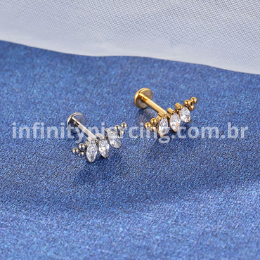 Piercing Labret Titânio 3 Zircônias Indiano