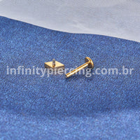 Piercing Labret Titânio Rosca Interna Losango Zircônia Cravejada