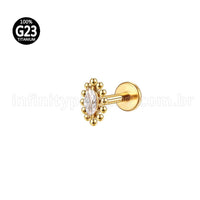 Piercing Labret Titânio Rosca Interna Oval