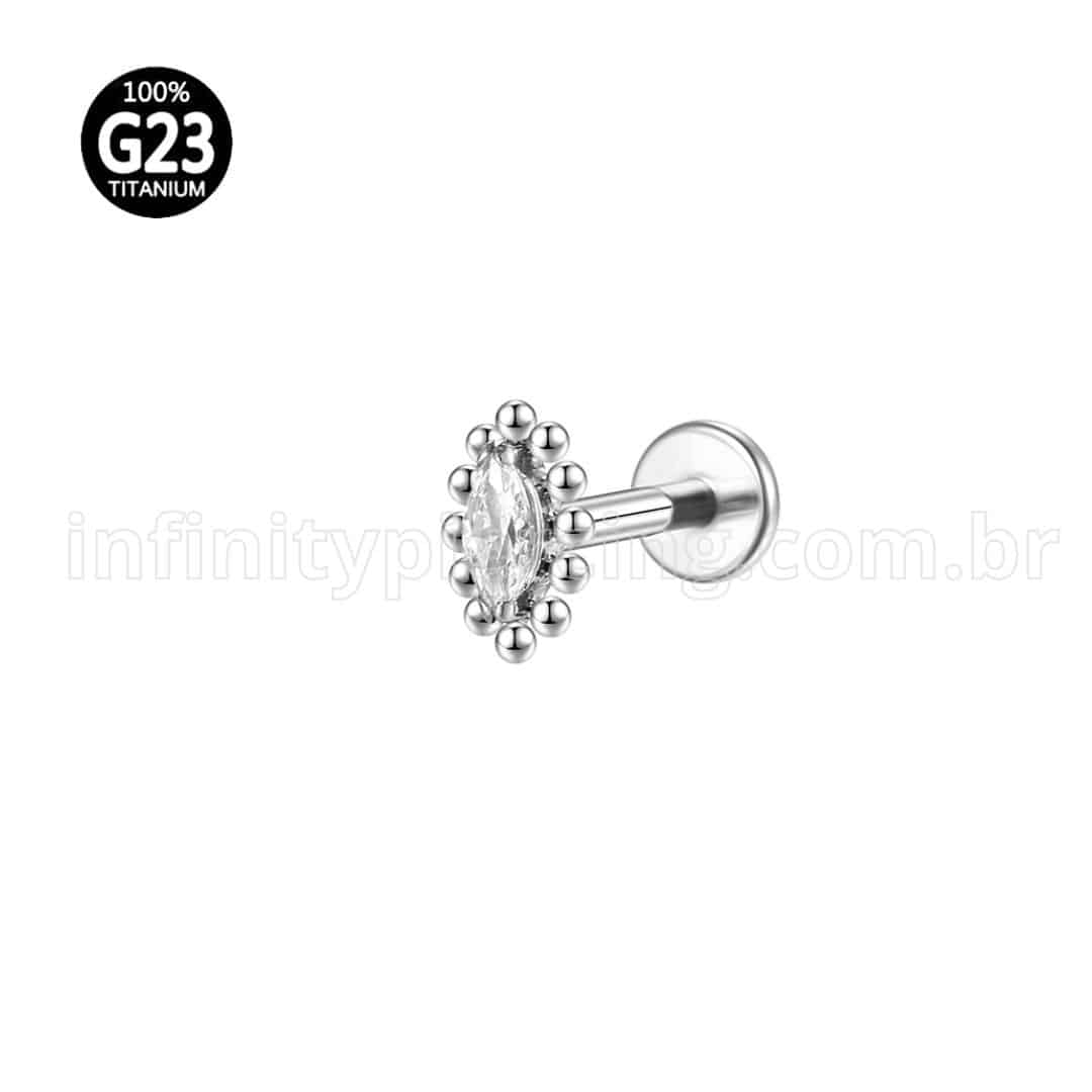 Piercing Labret Titânio Rosca Interna Oval