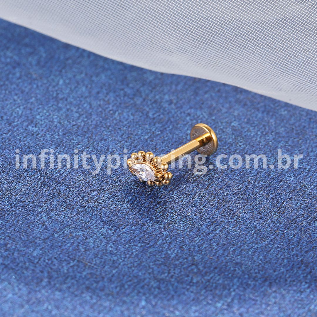 Piercing Labret Titânio Rosca Interna Oval