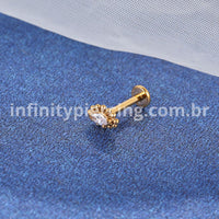 Piercing Labret Titânio Rosca Interna Oval