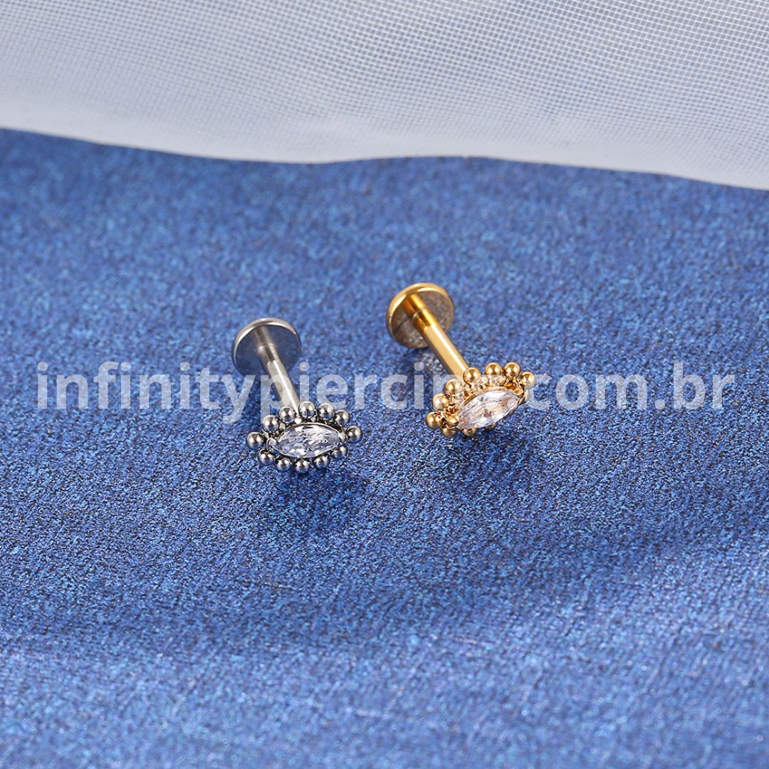 Piercing Labret Titânio Rosca Interna Oval