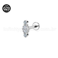 Piercing Labret Titânio Rosca Interna Detalhe Oval